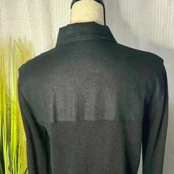 Pierre Cardin Women’s M Linen Button-Front Combo Black Sweater Shirt Jacket - Picture 6 of 10